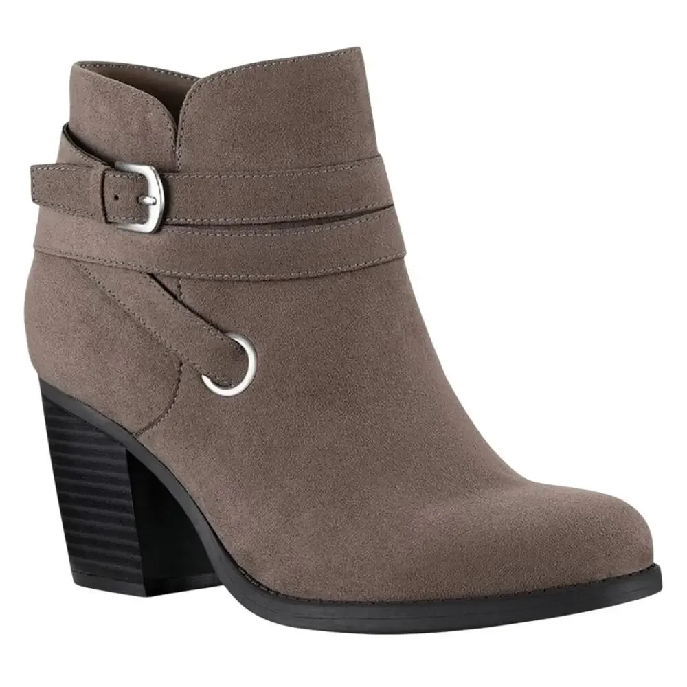 Style & Co. Women's Zolaa Faux Suede Block Heel Ankle Boots Booties Size 7 Taupe